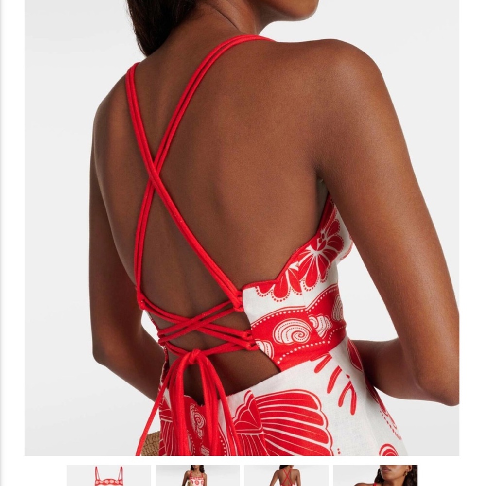 Red and White Floral Embroidered Dress - Picture 6 of 6